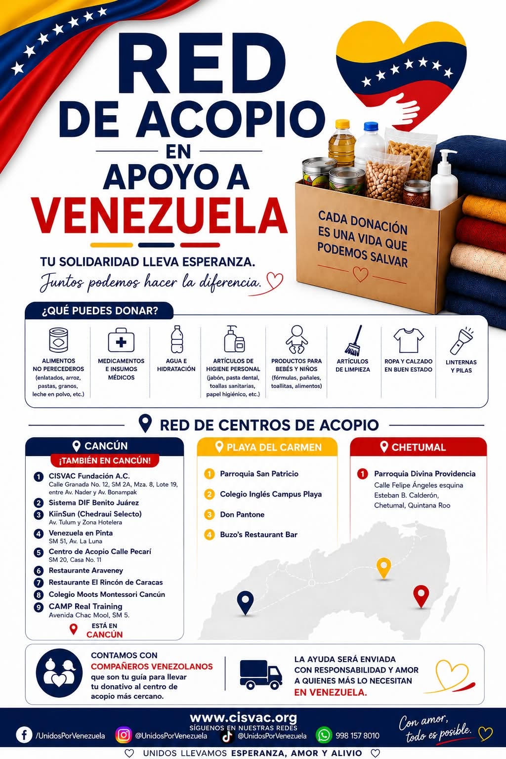 🇻🇪 RED OFICIAL DE CENTROS DE ACOPIO EN APOYO A VENEZUELA 🇲🇽