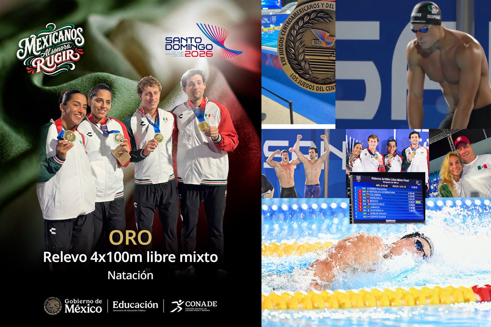 Nuevo oro y récord centroamericano para el cancunense Andrés Dupont en Santo Domingo 2026